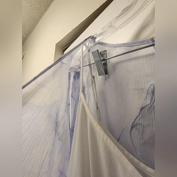 *sold Calvin Klein Whimsical Chiffon Blue Dress Wedding Guest Dreamy Fairy 16 - Picture 4 of 6